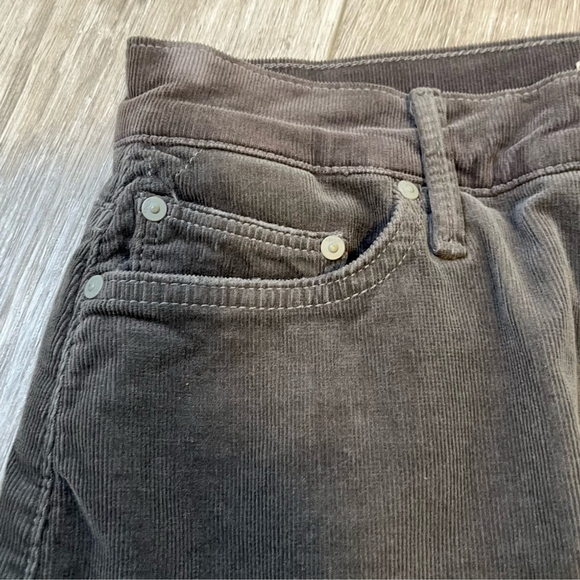 MOTHER Gray Corduroy Midi Skirt Frayed Raw Hem Size 24 - Picture 13 of 13